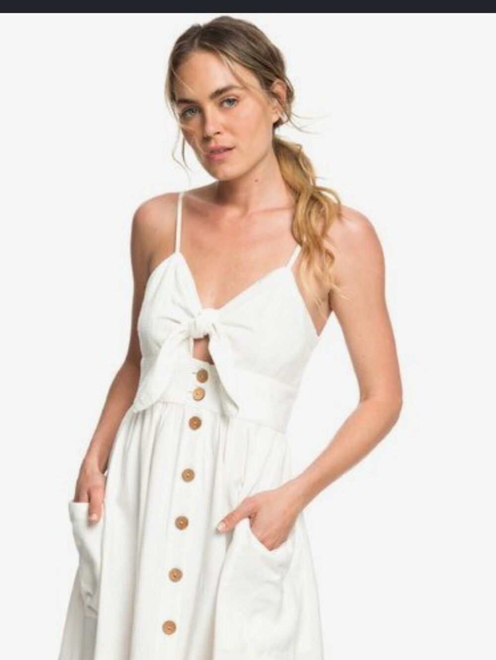 Roxy Under The Cali Sun Tie-Front Sundress W/ Pockets US Small